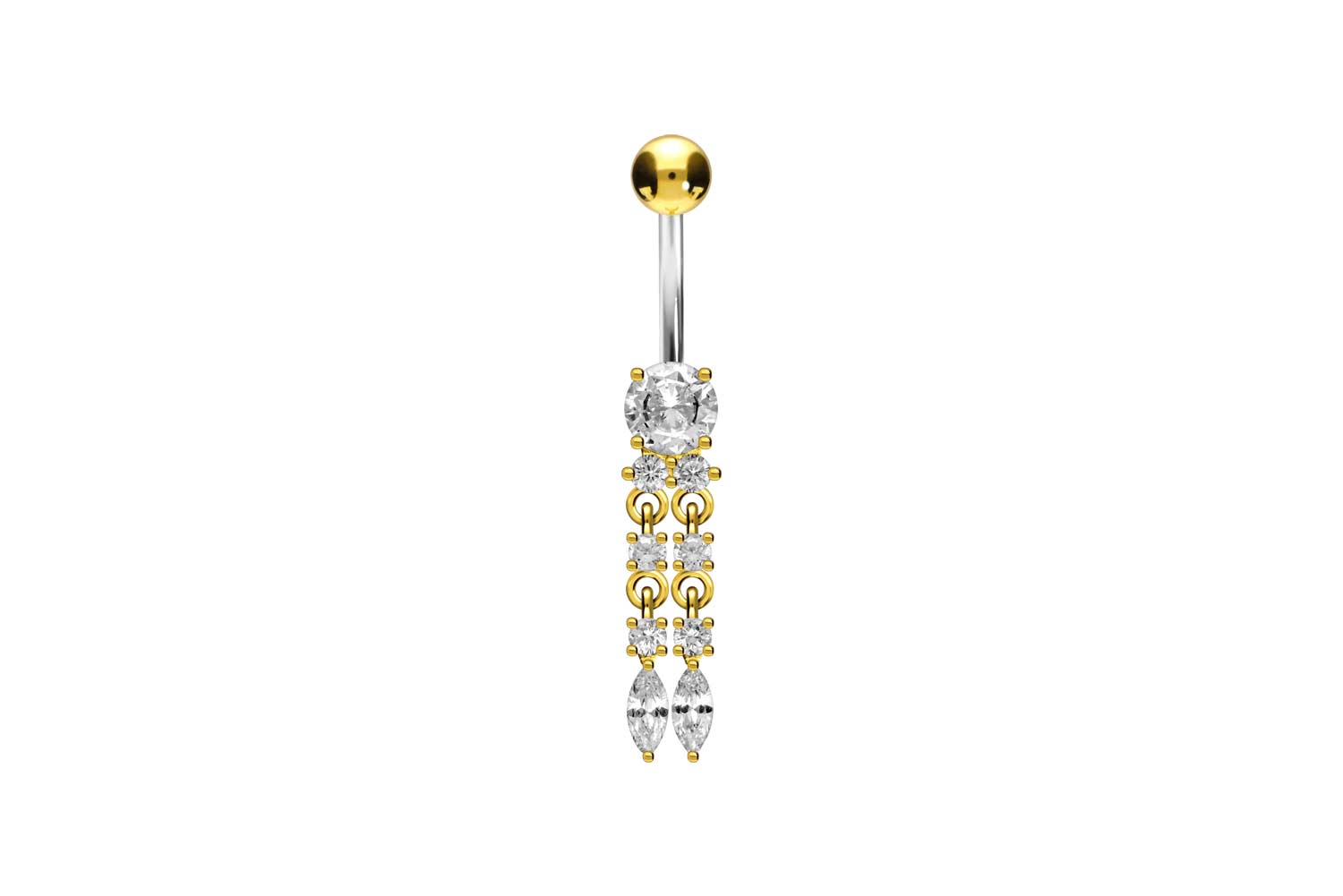 Titan Bananabell mit 925er Silber-Design 2 KRISTALLKETTEN