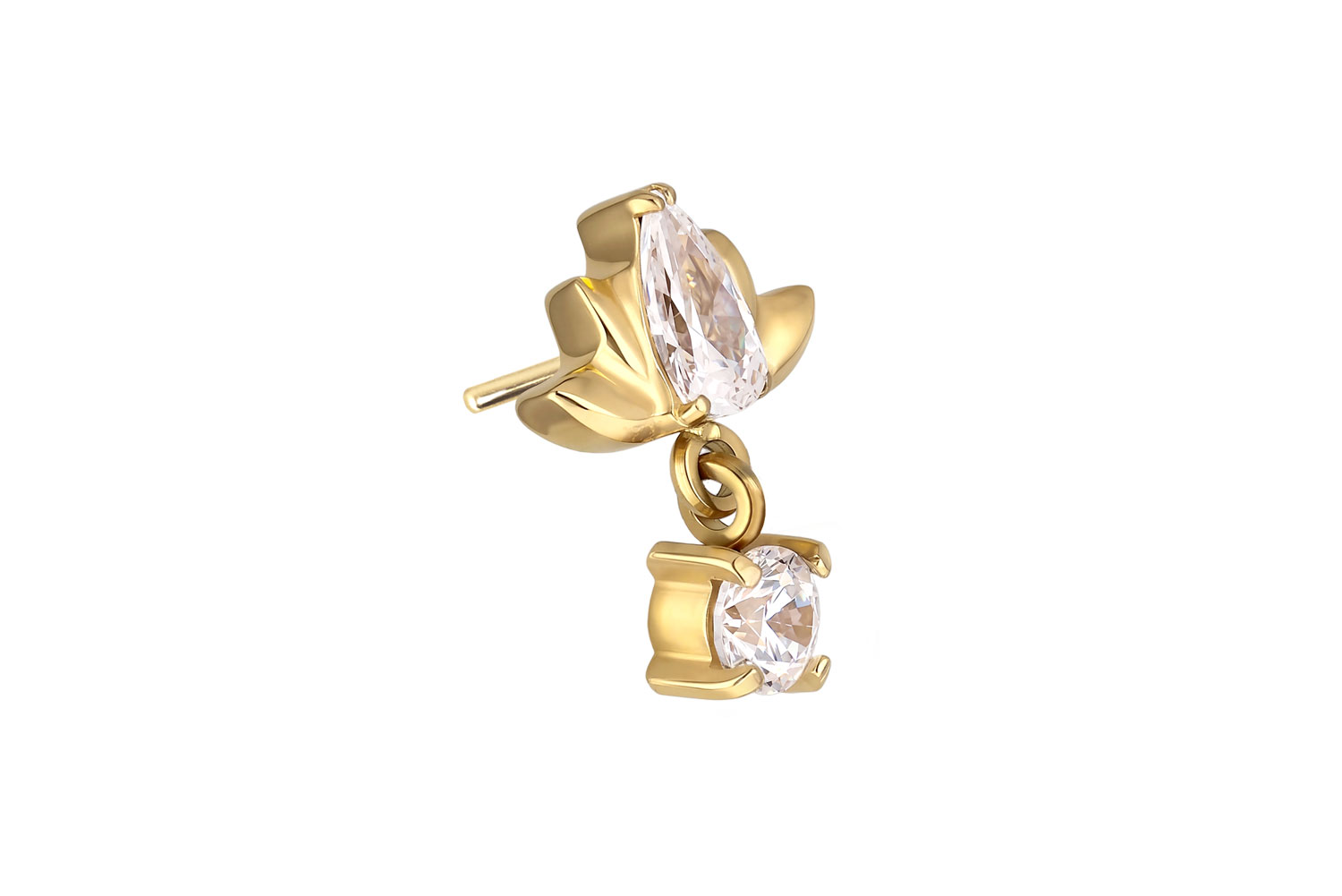 Titanium attachment with push pin LOTUS BLOSSOM + CRYSTAL