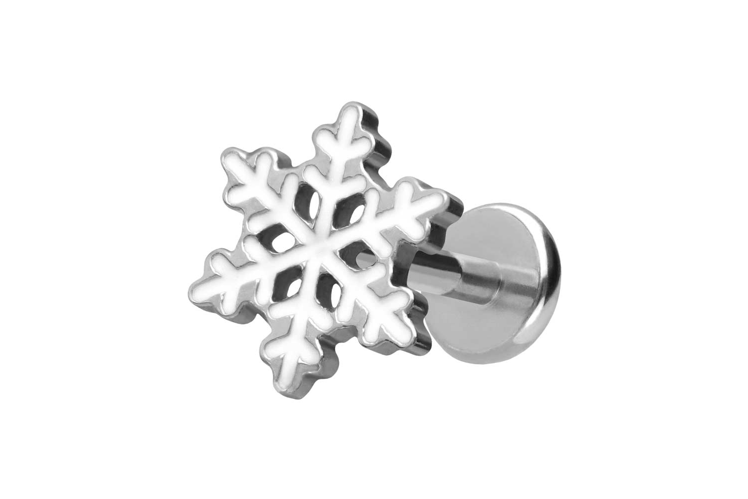 Titanium labret with push fit SNOWFLAKE