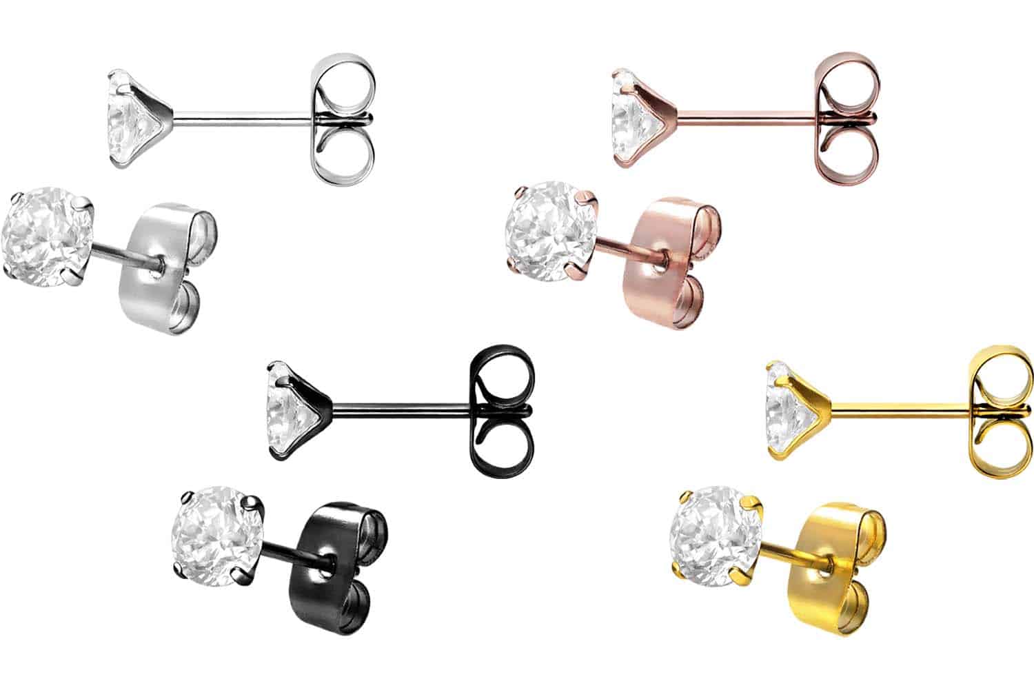 Surgical steel ear studs SETTED CRYSTAL