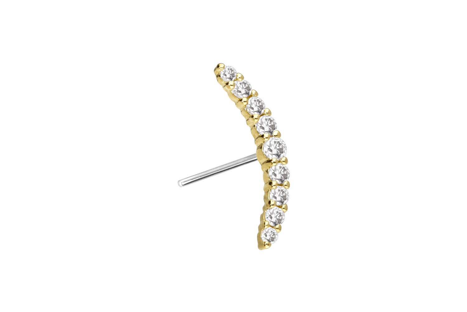 14 Karat Gold Aufsatz mit Titan Push Pin MOISSANIT-BOGEN