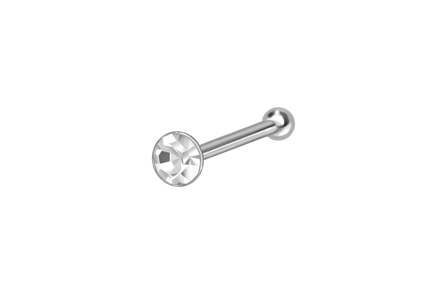 925er Silber Nasenstecker Pin RUNDER KRISTALL