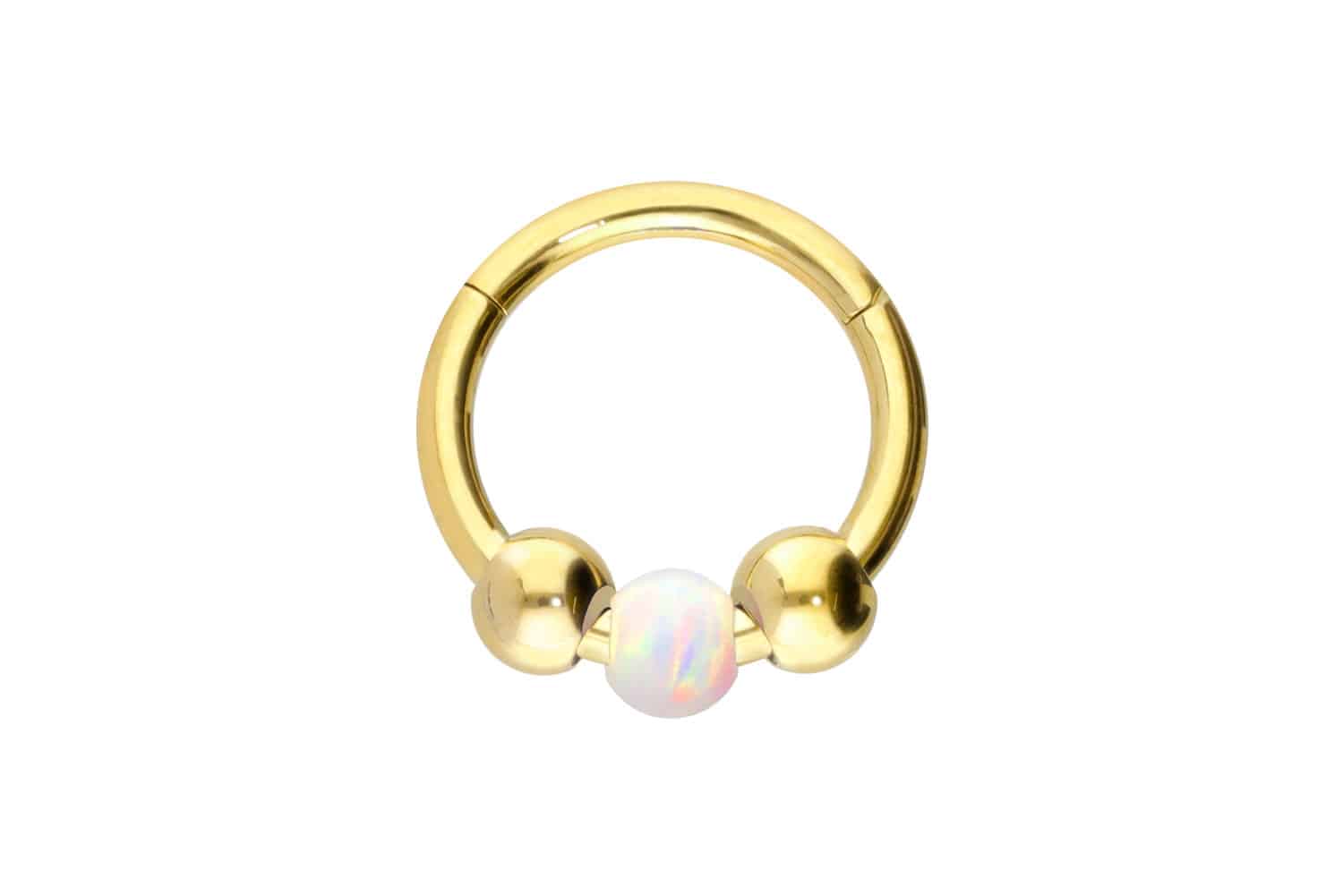 Titanium segment ring clicker SYNTHETIC OPAL BALL