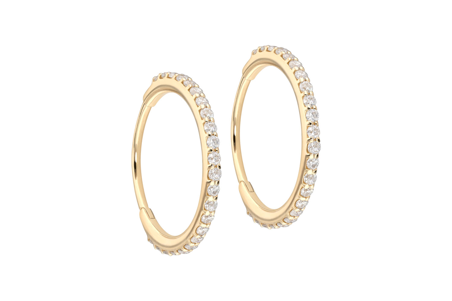 14/18 carat gold ear clicker creoles SET MOISSANITES