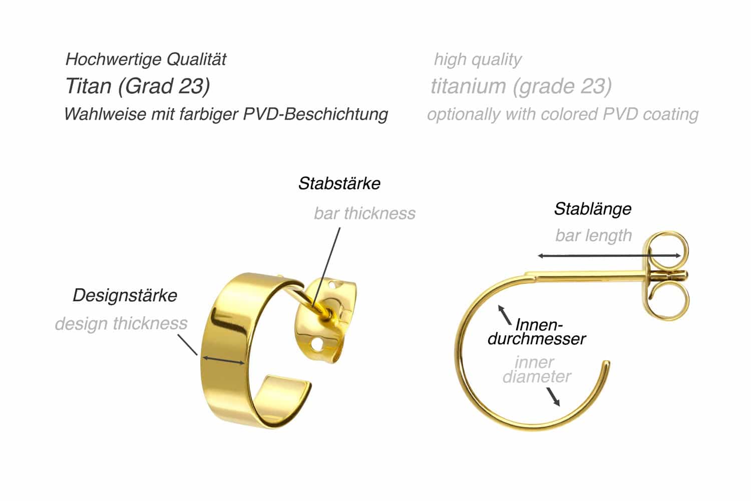 Titan Ohrstecker HALBKREIS