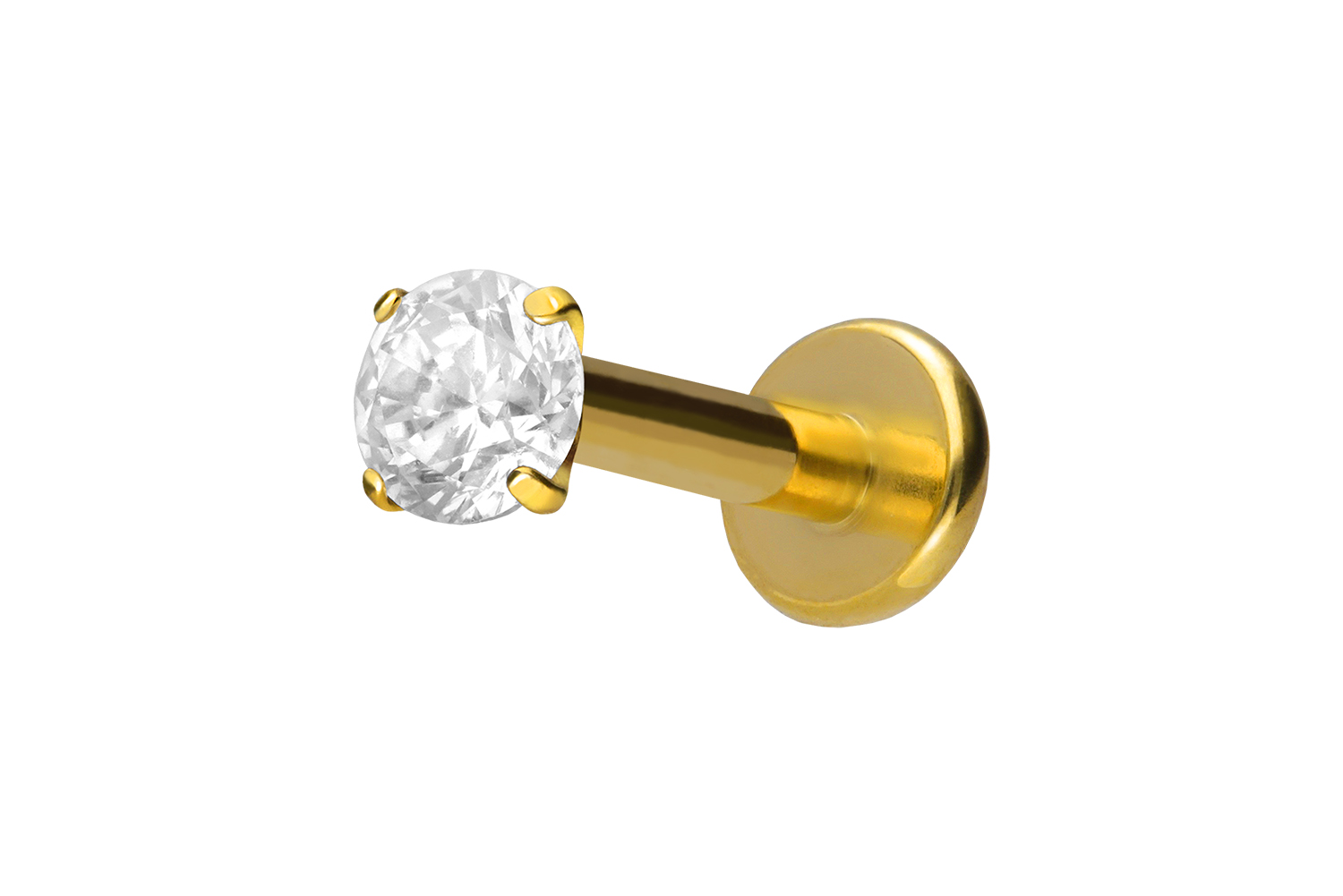 Titan Labret mit Innengewinde EINGEFASSTER KRISTALL