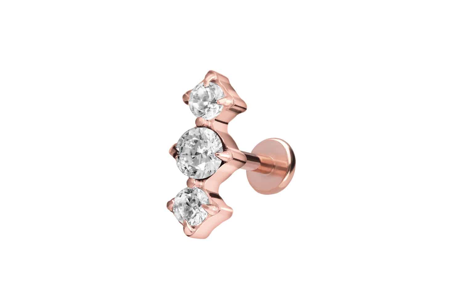 PIERCINGLINE Piercing Stecker Titan Labret mit Push Fit 3 EINGEFASSTE KRISTALLE - Bild 24 von 52