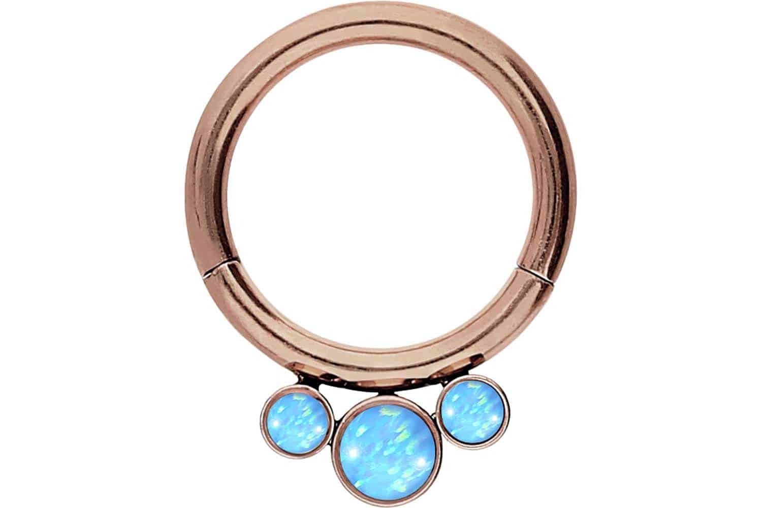 Surgical steel segment ring clicker 3 SYNTHETIC OPALS ++SALE++