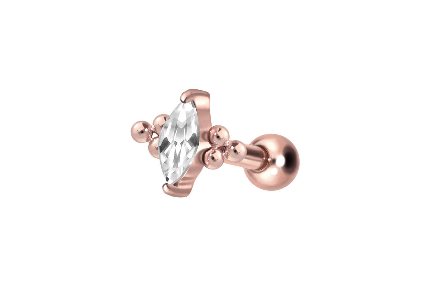 Titan Ohrpiercing mit Innengewinde KRISTALLTROPFEN + 6 KUGELN