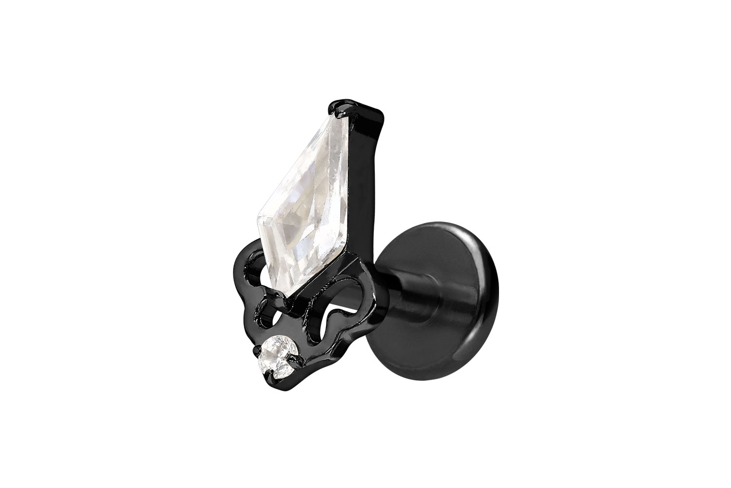 Titanium labret with internal thread CRYSTAL SHIELD