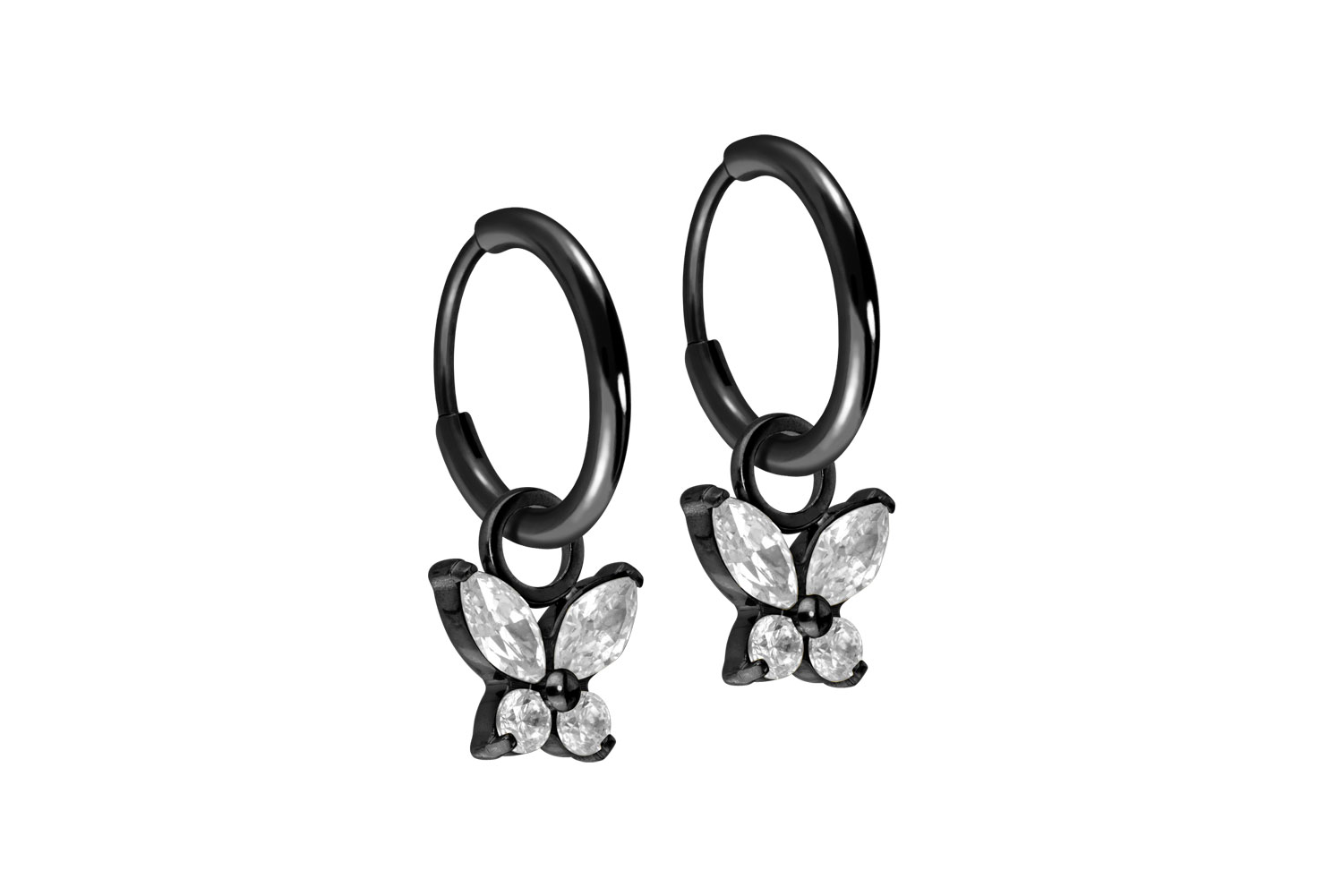 Titanium ear clicker creoles CRYSTAL BUTTERFLY