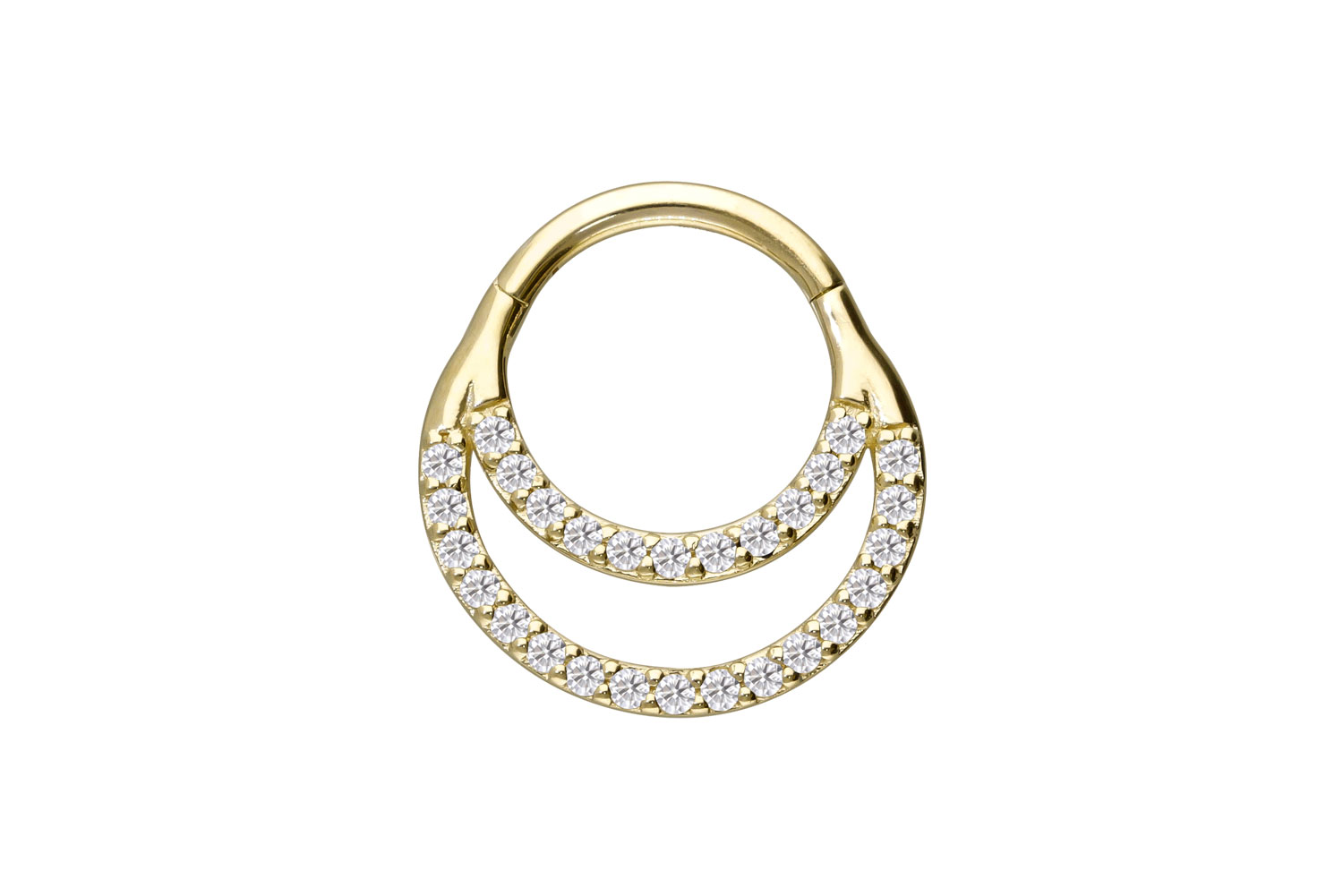 14/18 carat gold segment ring clicker SET MOISSANITES + 2 RINGS