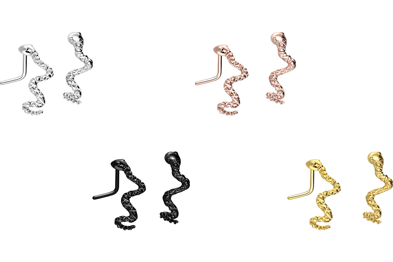 Surgical steel nose stud SNAKE