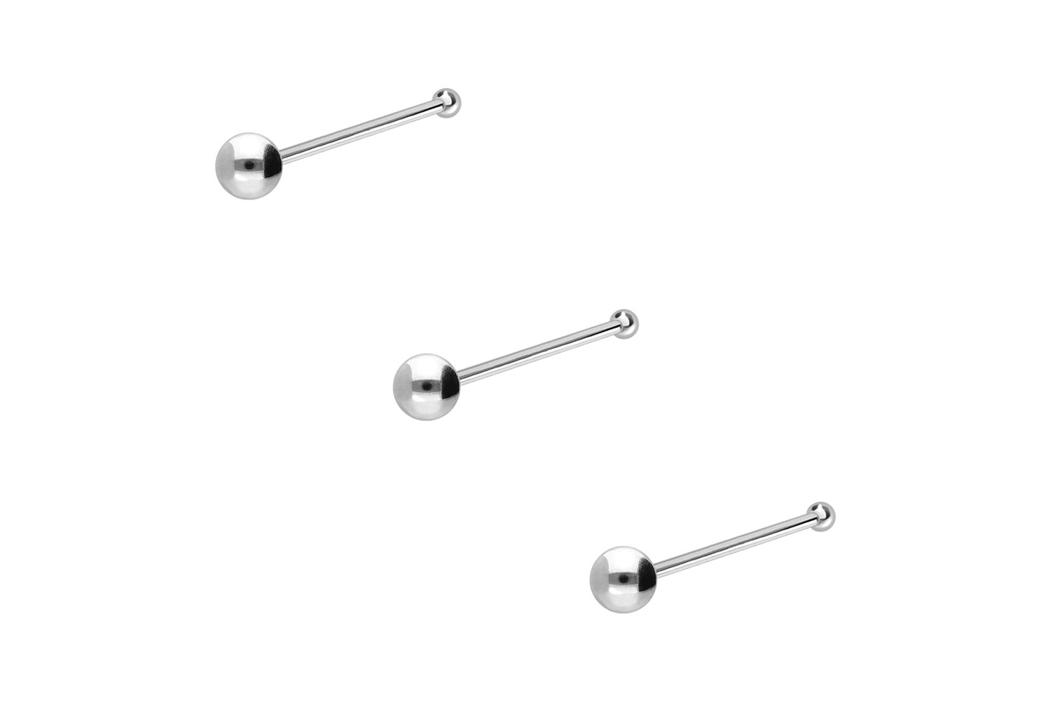 SET 925 silver nose stud pin BALL