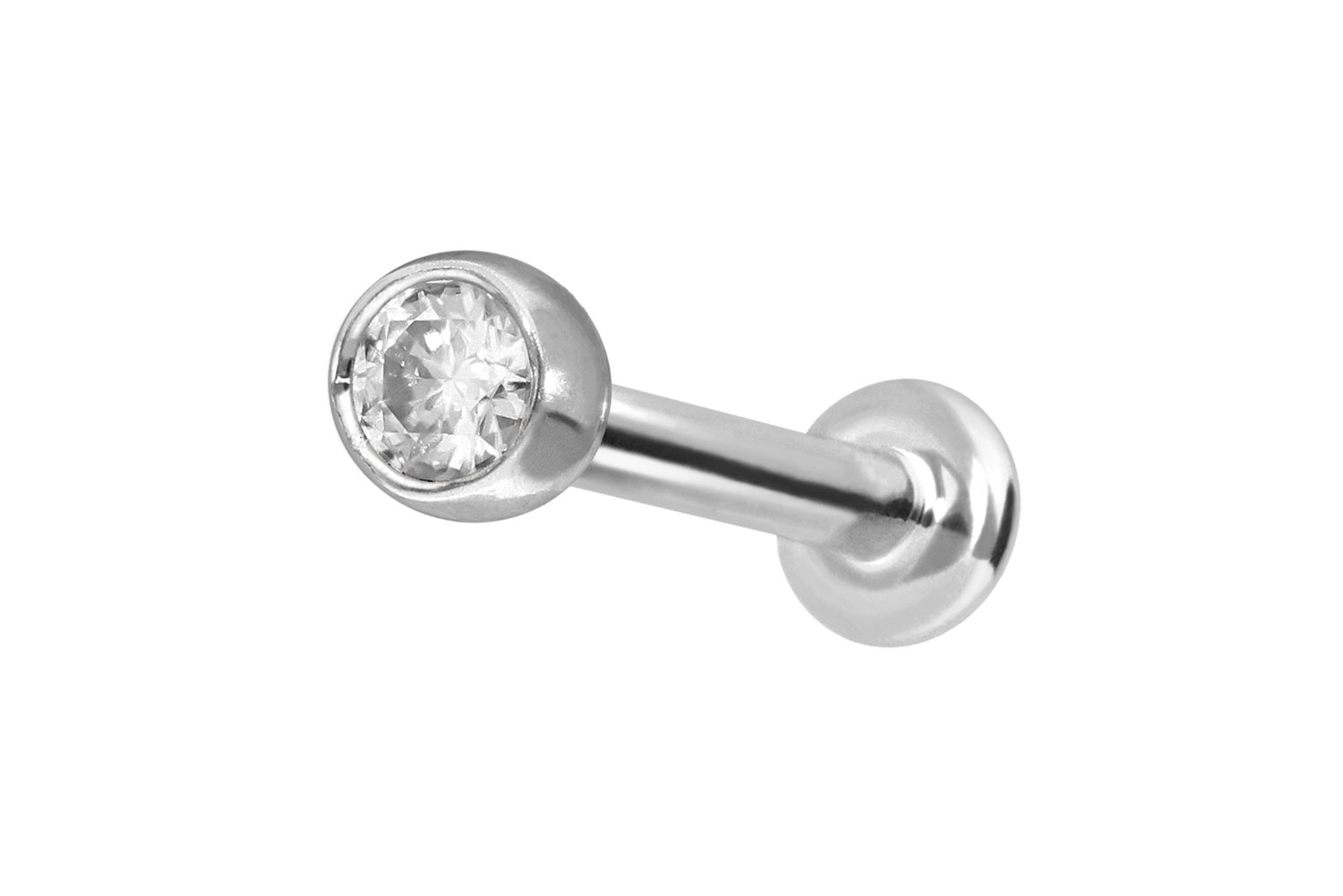 14 carat gold labret with internal thread MOISSANITE