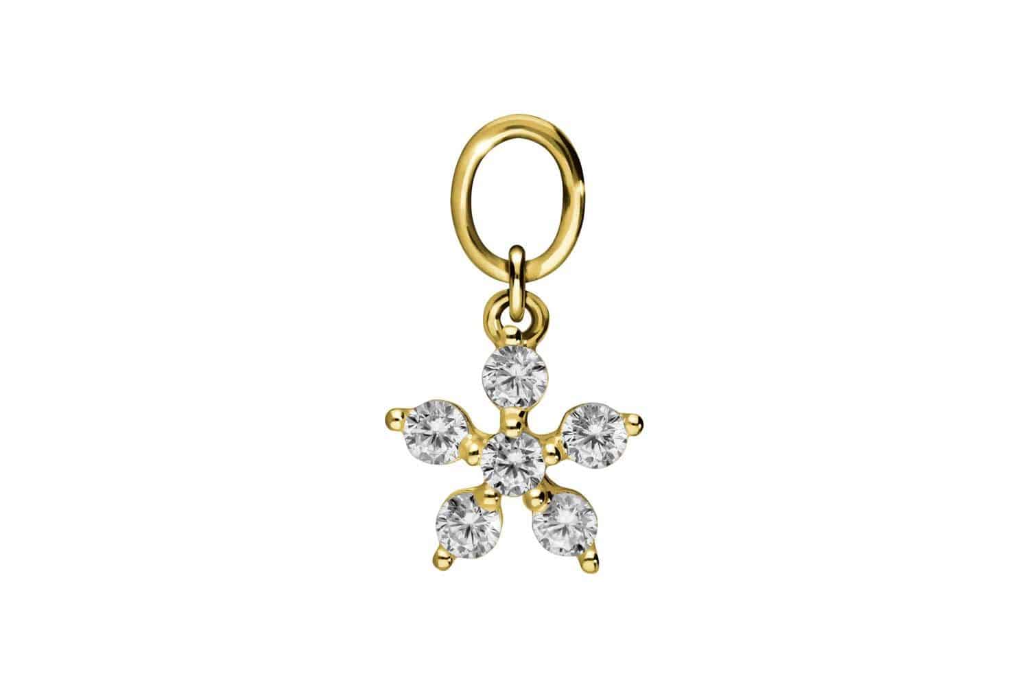 18 carat gold pendant for clickers CRYSTAL FLOWER