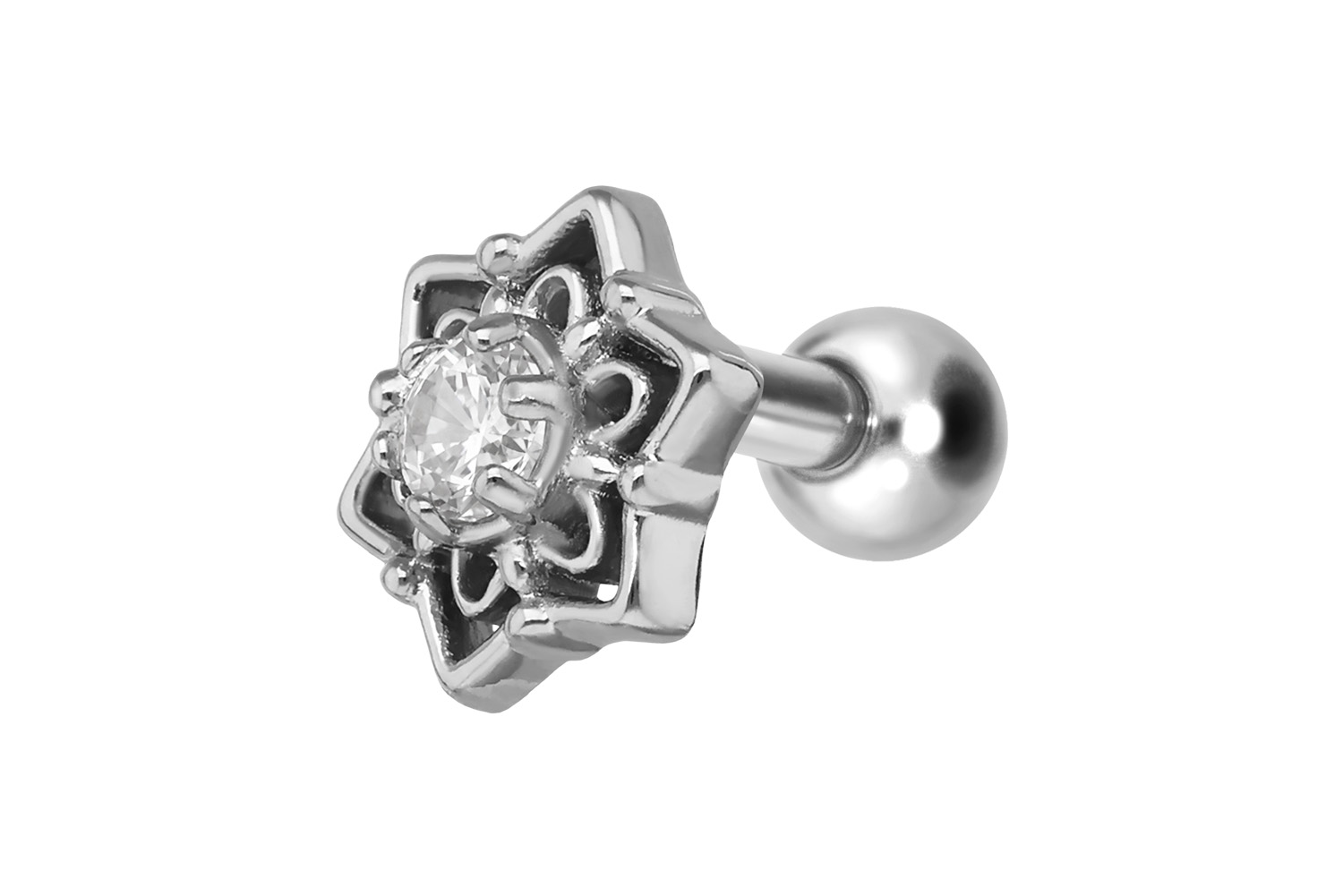 Titan Ohrpiercing mit Innengewinde SCHNEEFLOCKE
