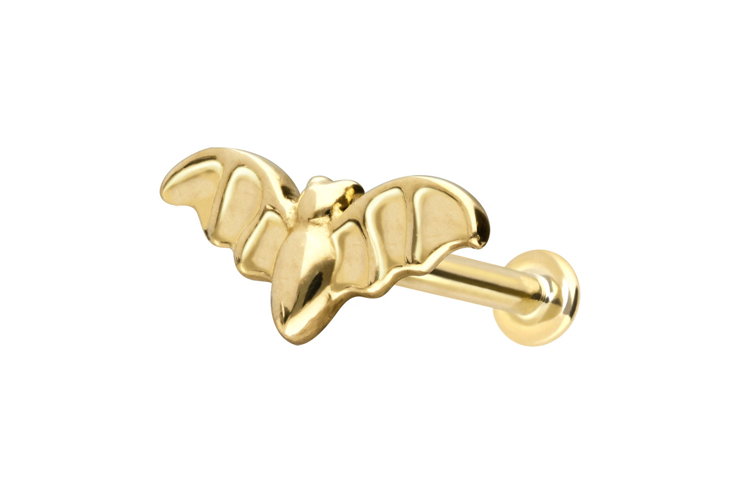 PIERCINGLINE Piercing Stecker 14 Karat Gold Labret mit Push Fit FLEDERMAUS - Bild 12 von 35