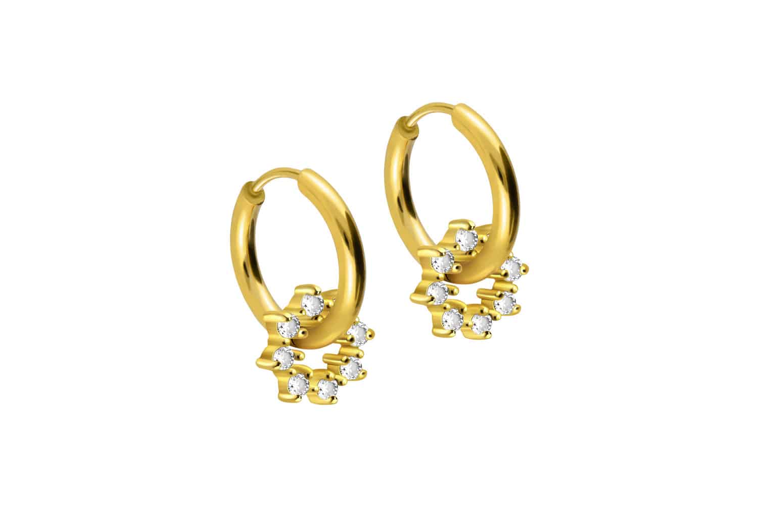 Surgical steel ear clicker creoles CRYSTAL CIRCLE