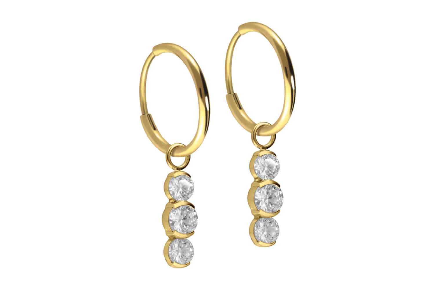 Titanium ear clicker creoles 3 SETTED CRYSTALS