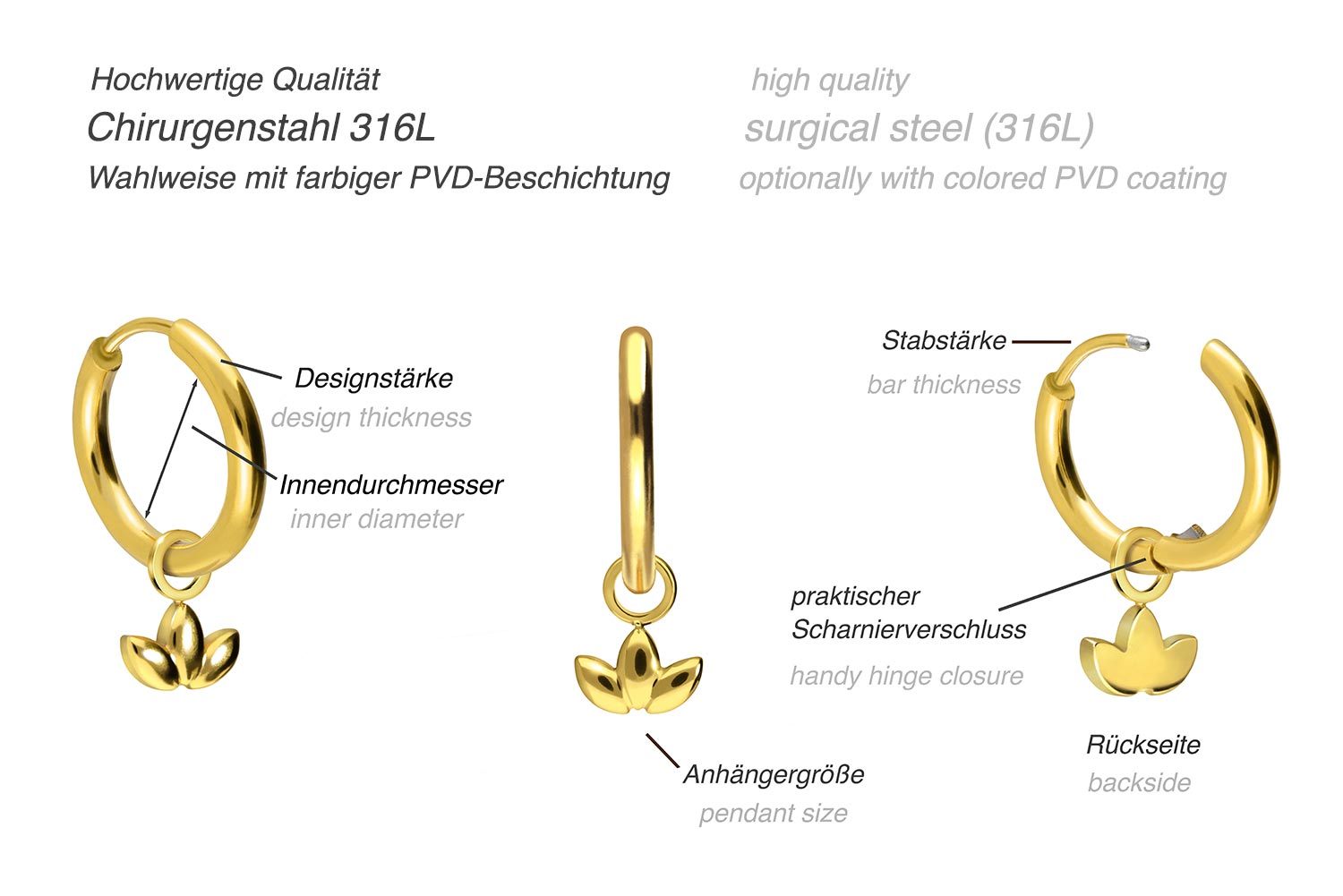 Chirurgenstahl Ohrclicker Creolen LOTUSBLÜTE