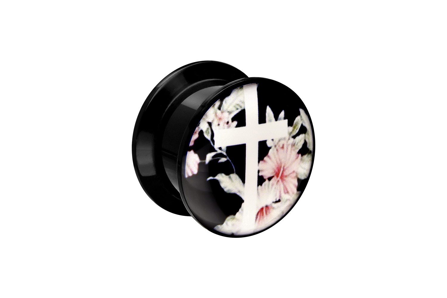 Acryl Plug KREUZ + BLÜTEN
