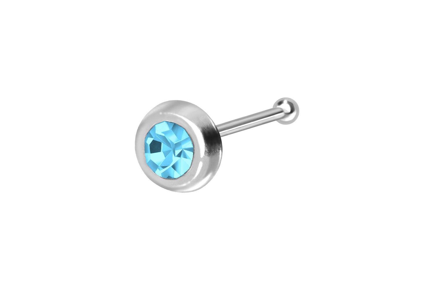 925 silver nose stud pin ROUND CRYSTAL