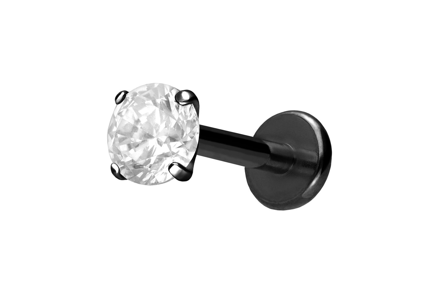 Titan Labret mit Innengewinde EINGEFASSTER KRISTALL