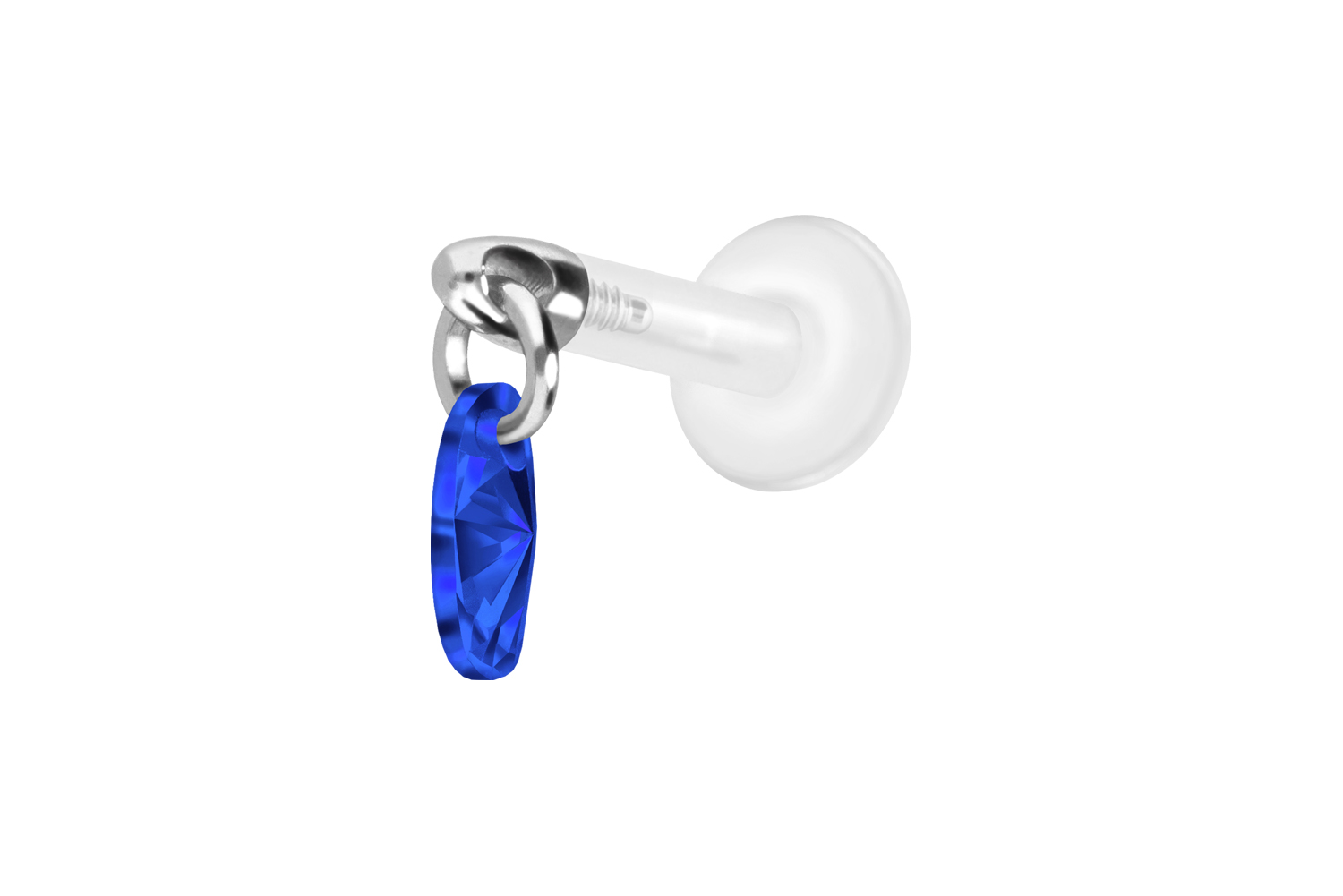 PTFE labret with internal thread + titanium attachment CRYSTAL OVAL