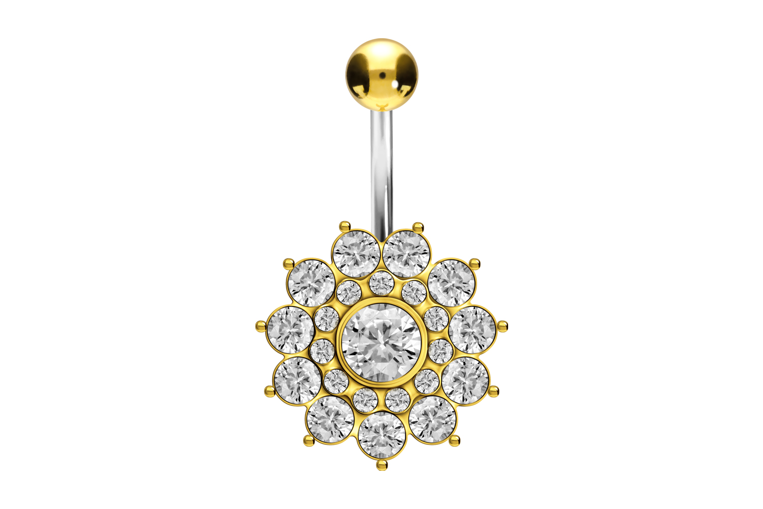 Titanium bananabell with 925 silver design CRYSTAL FLOWER