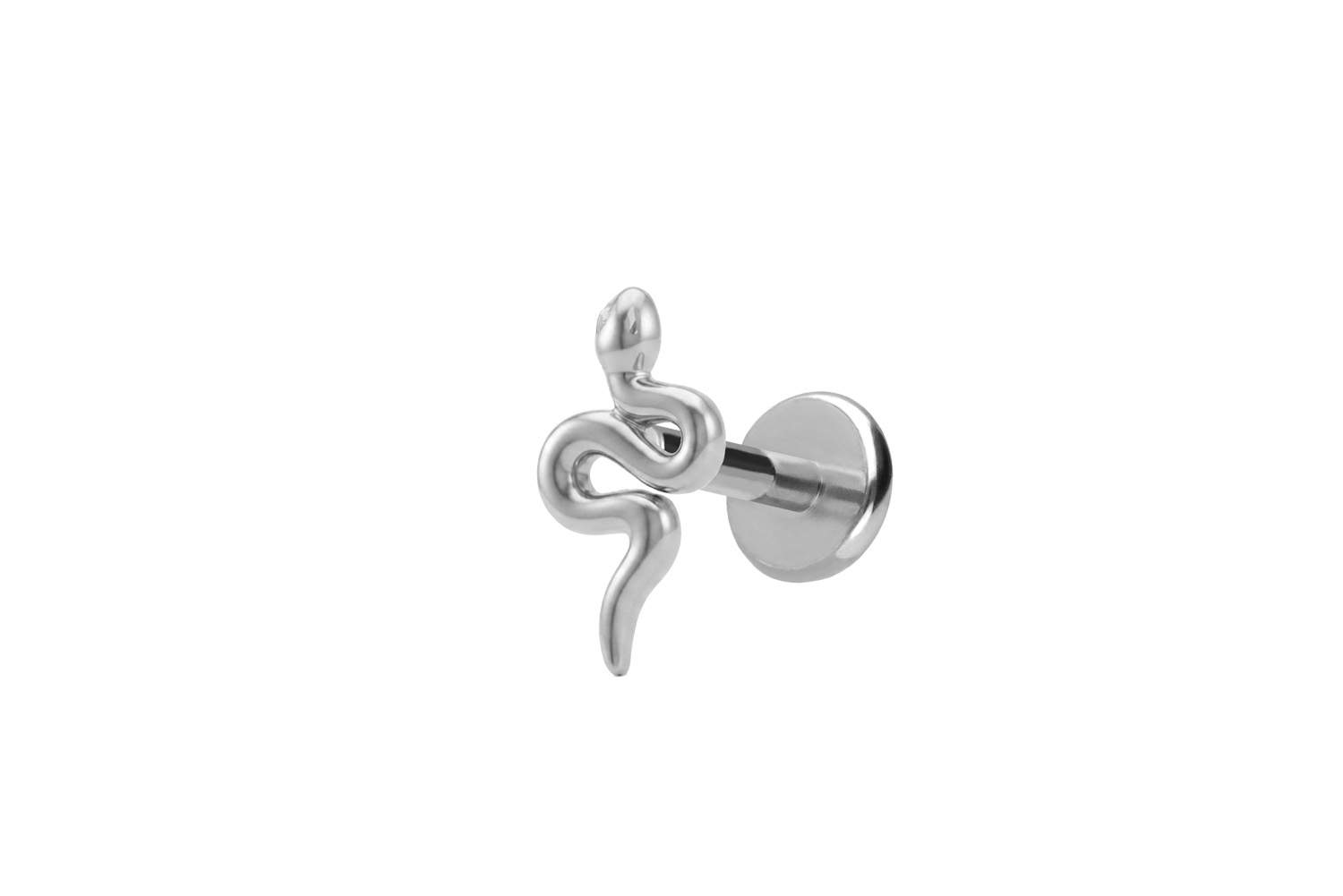 Titanium labret with internal thread + 925 silver attachment SNAKE