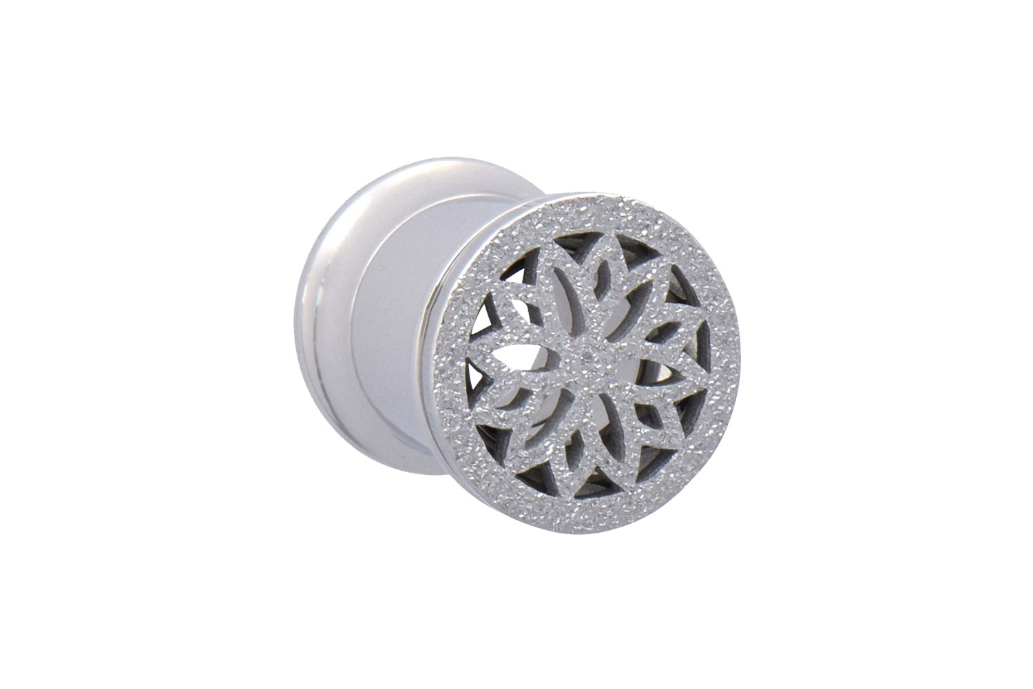 Surgical steel double flared tunnel MANDALA + DIAMOND LOOK ++SALE++