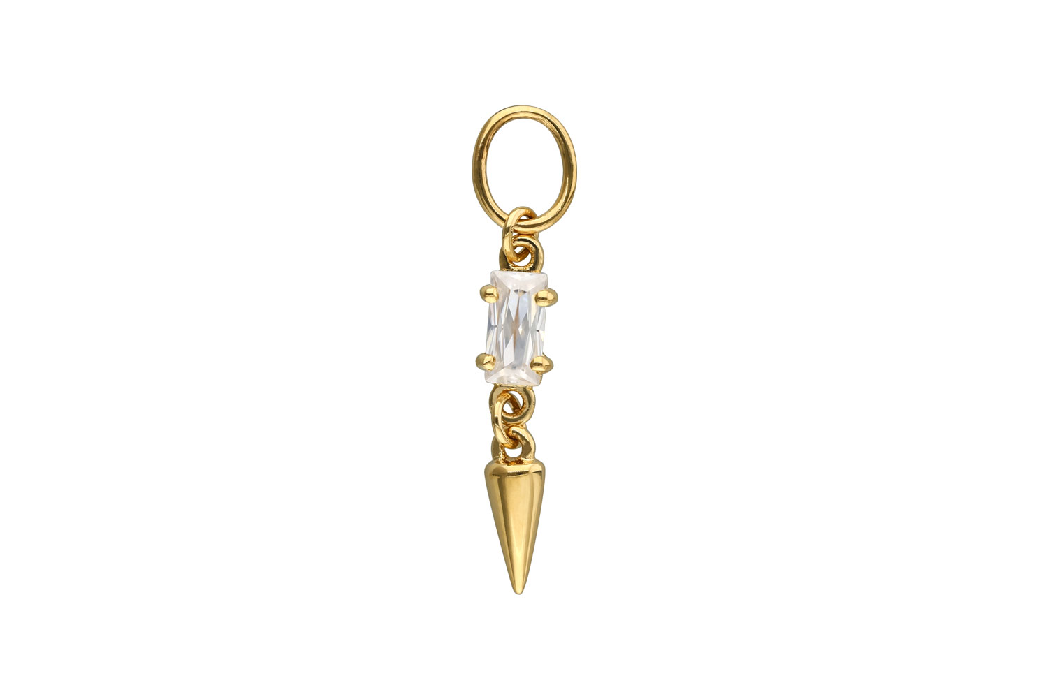 18 carat gold pendant for clickers MOISSANITE RECTANGLE + SPIKE