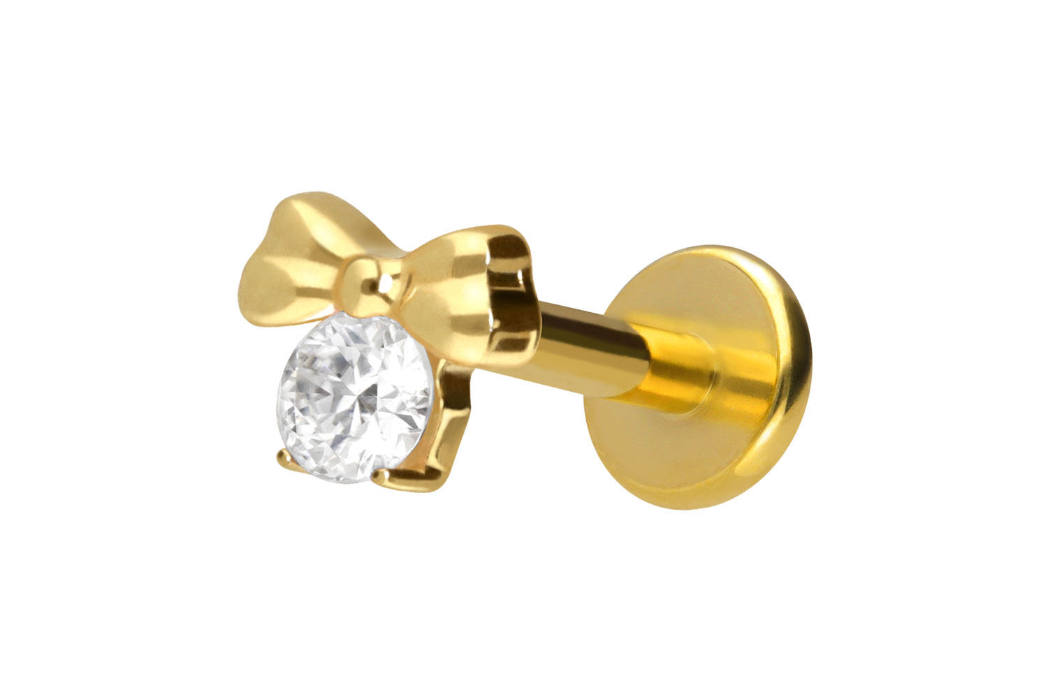 Titanium labret with internal thread RIBBON + CRYSTAL