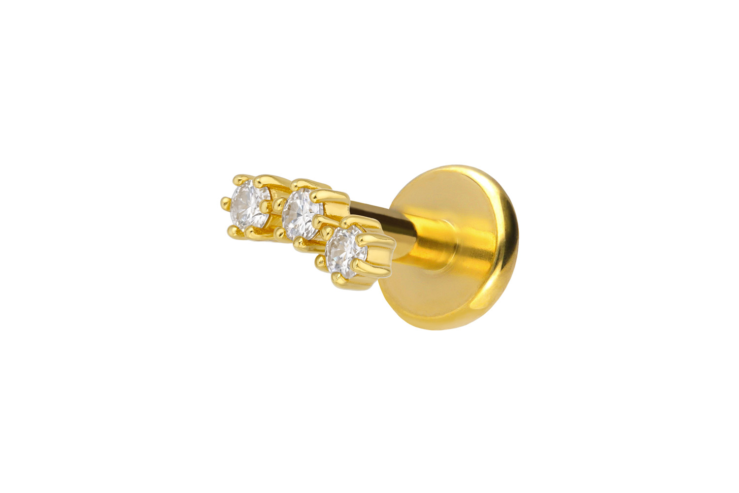 Titanium labret with internal thread + 925 silver attachment 3 MOISSANITES