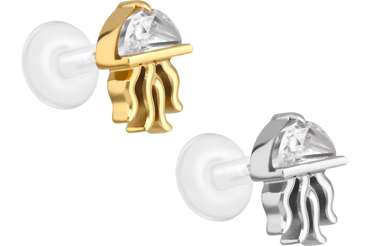 PTFE Labret mit Innengewinde + Titan-Aufsatz QUALLE