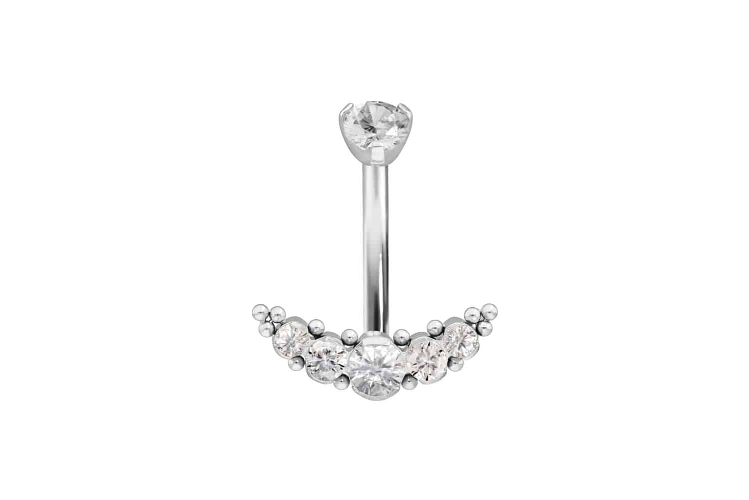 Titanium bananabell with internal thread 5 CRYSTALS + BALLS Titanium bananabell with internal thread 5 CRYSTALS + BALLS