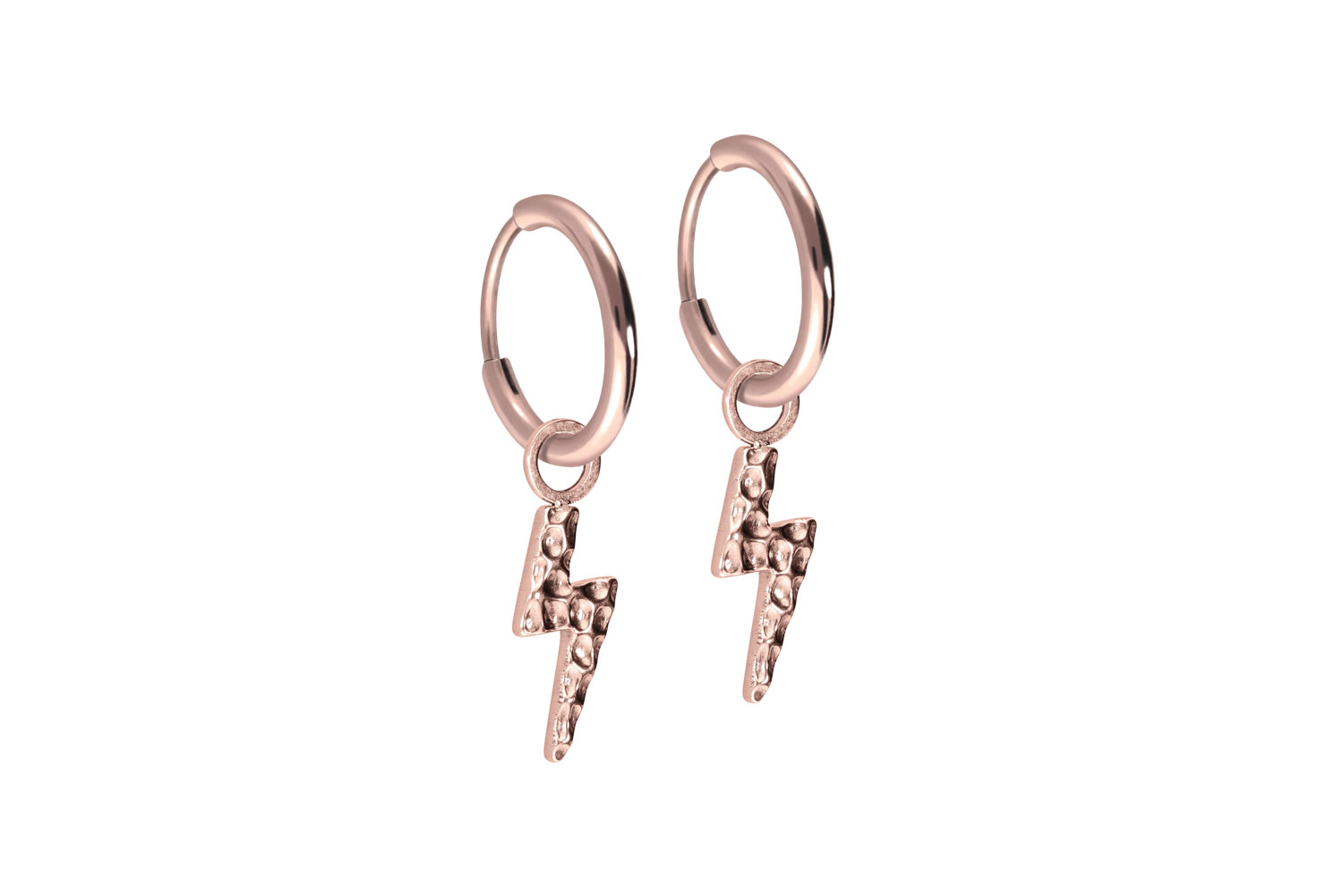 Titanium ear clicker creoles LIGHTNING + HAMMERED STRUCTURE
