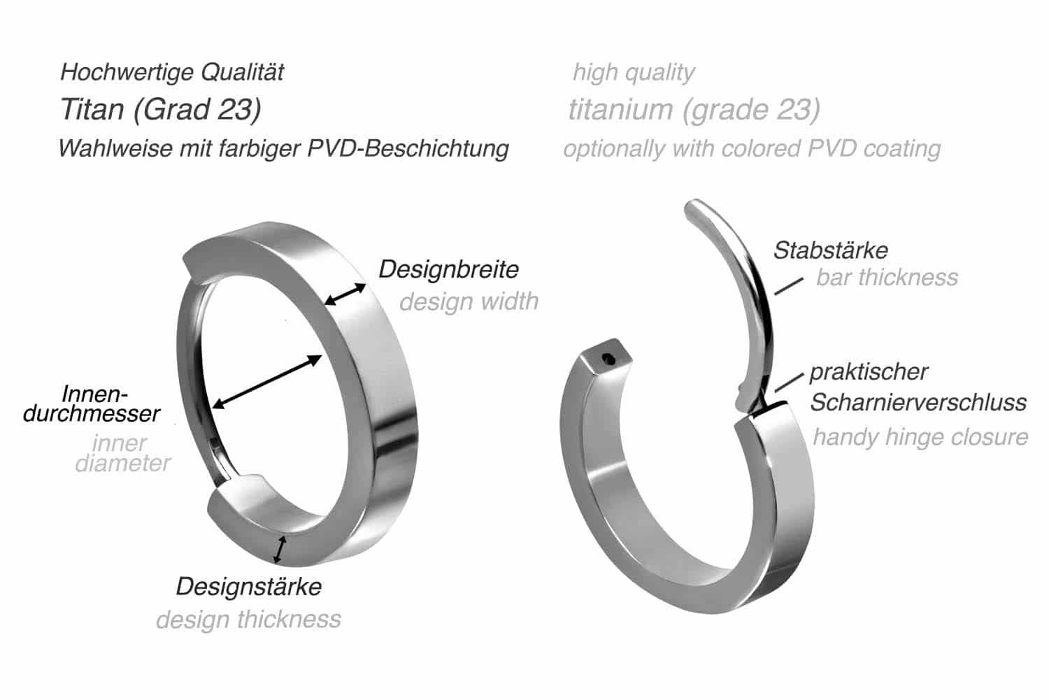 Titanium ear clicker creoles