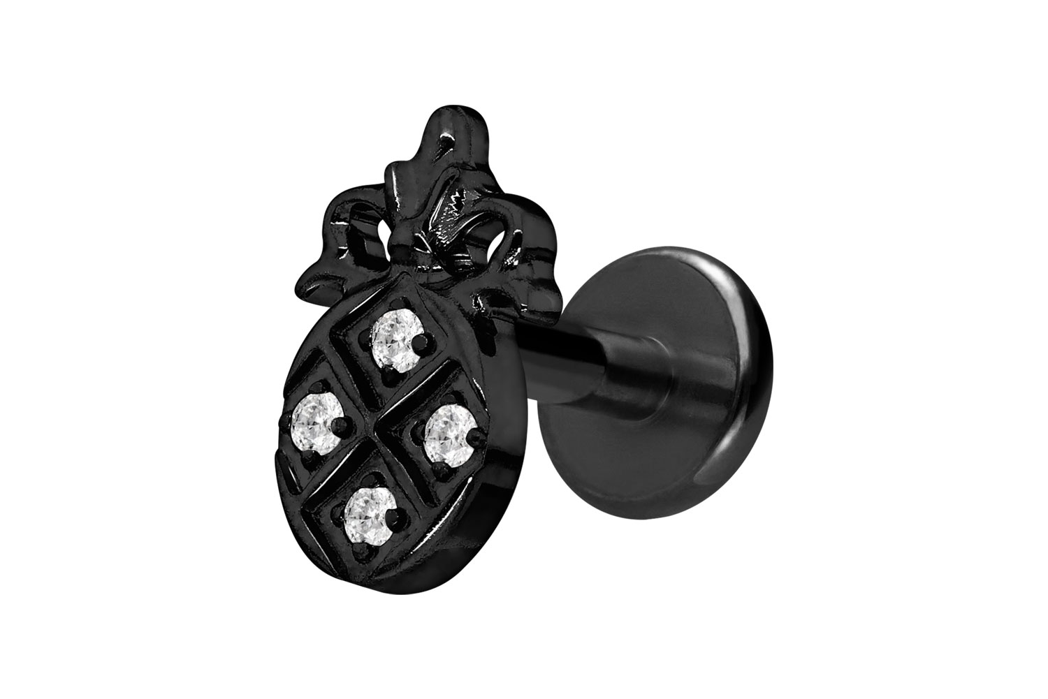 Titanium labret with internal thread CRYSTAL PINEAPPLE