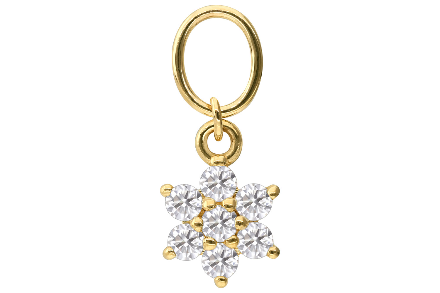 18 carat gold pendant for clickers MOISSANITE FLOWER