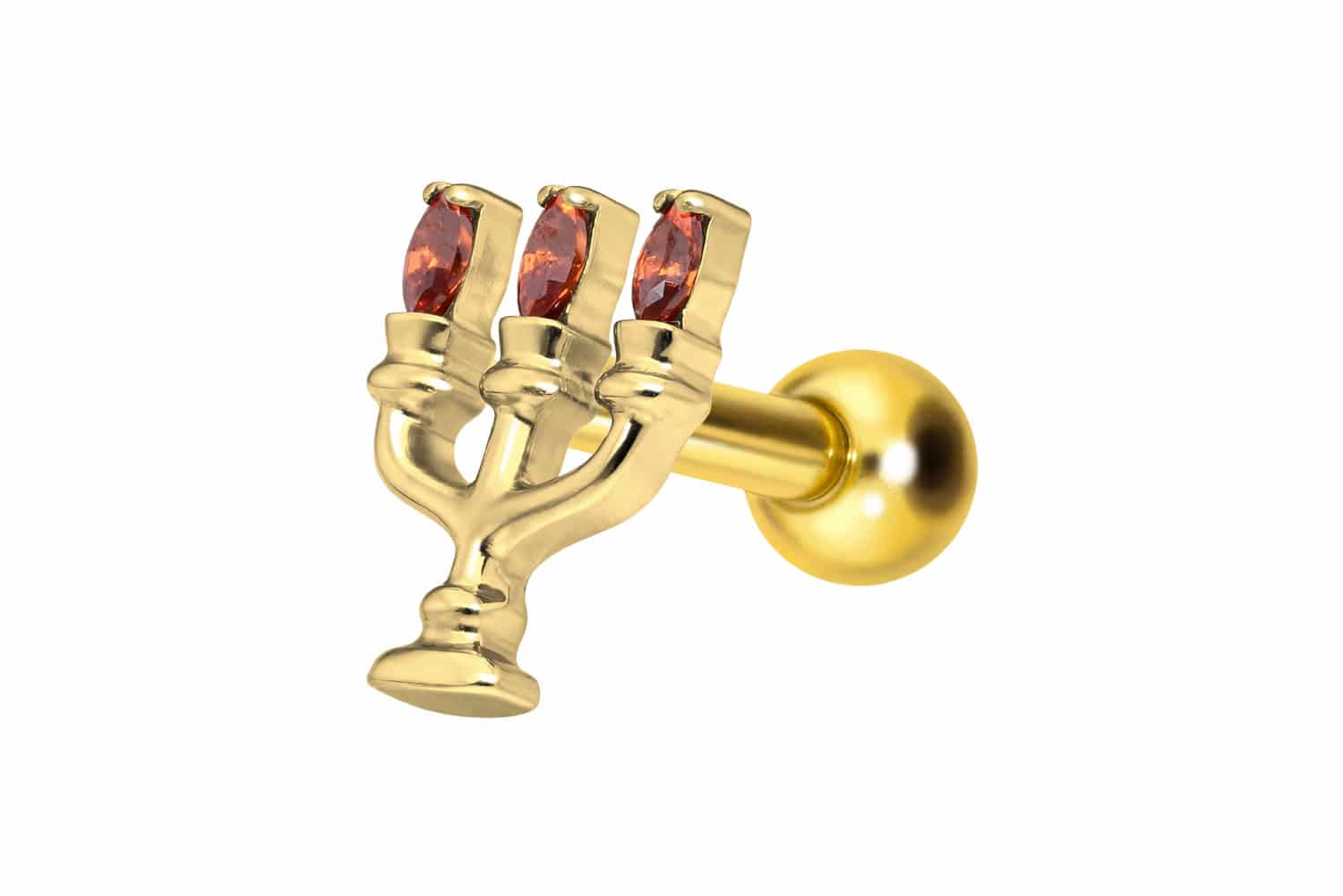 Titanium ear piercing with internal thread CANDLEHOLDER