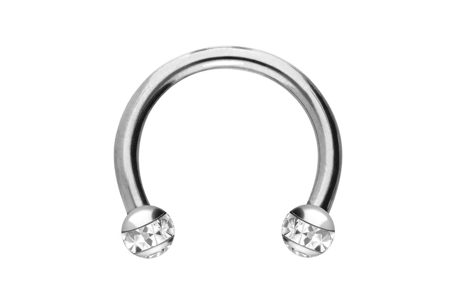 Titanium circular barbell EPOXY RING BALLS + CRYSTALS