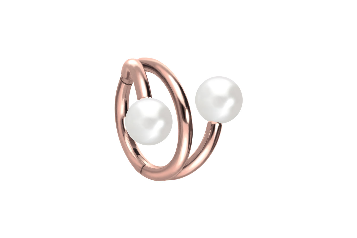 Titanium segment ring clicker with internal thread 3 RINGS + 2 SYNTHETIC PEARLS
