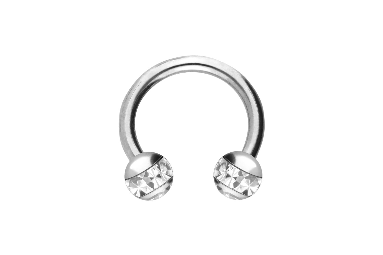 Surgical steel circular barbell EPOXY RING BALLS + CRYSTALS