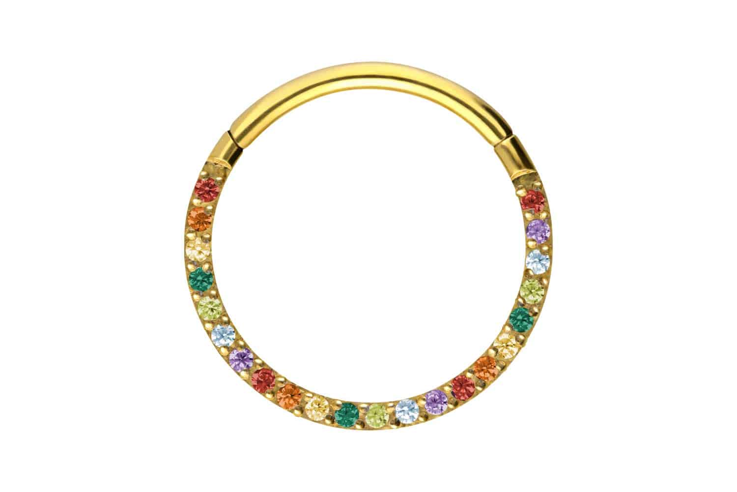 Titan Segmentring Clicker EINGEFASSTE BUNTE KRISTALLE