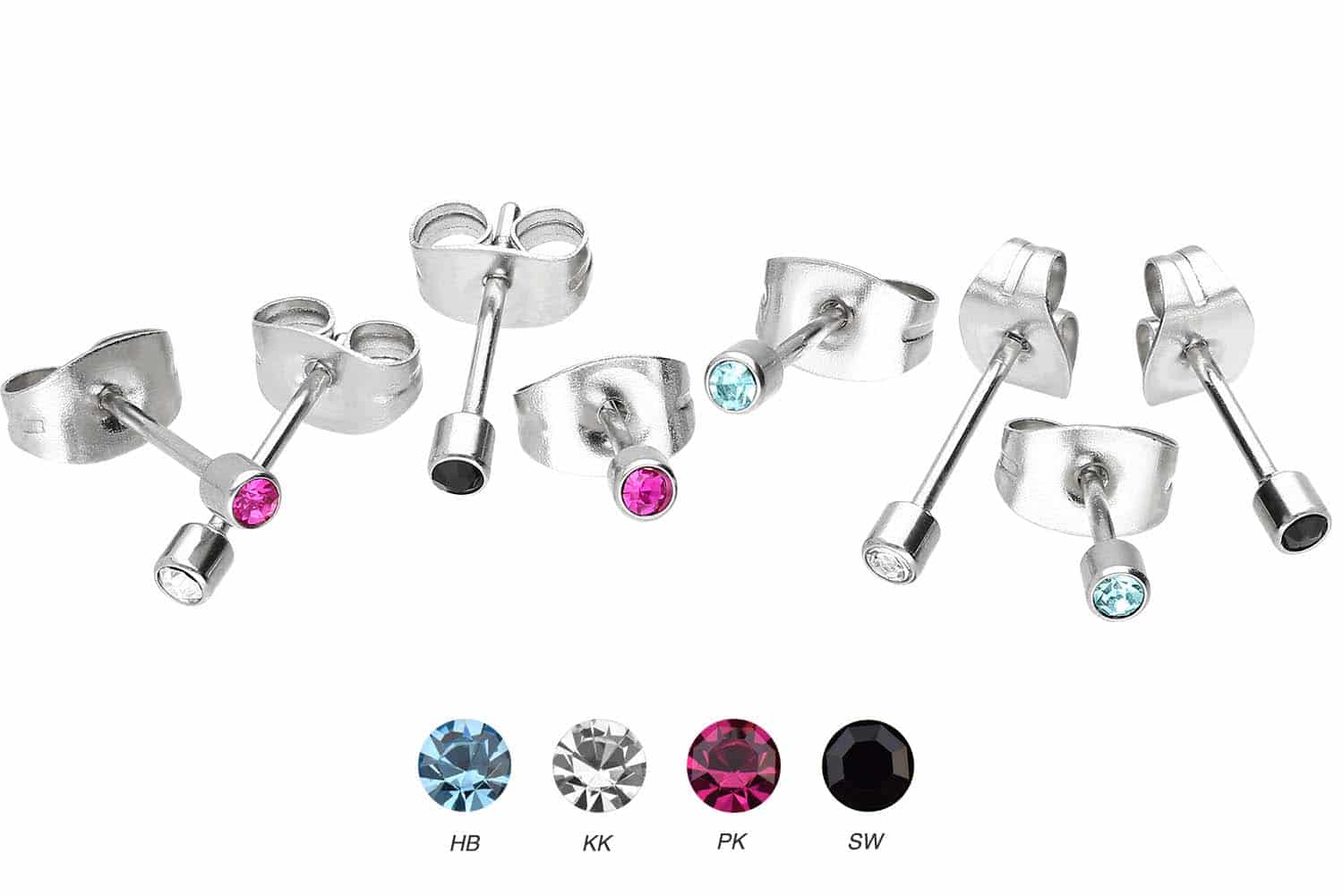 Surgical steel ear studs CRYSTAL