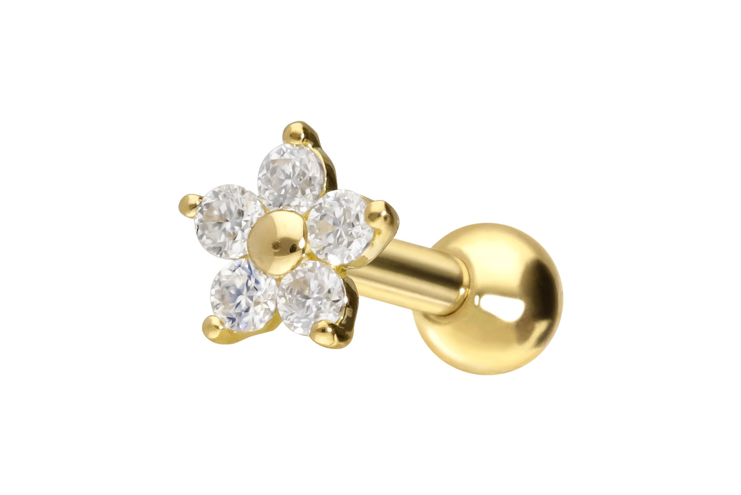 14/18 carat gold ear piercing MOISSANITE FLOWER