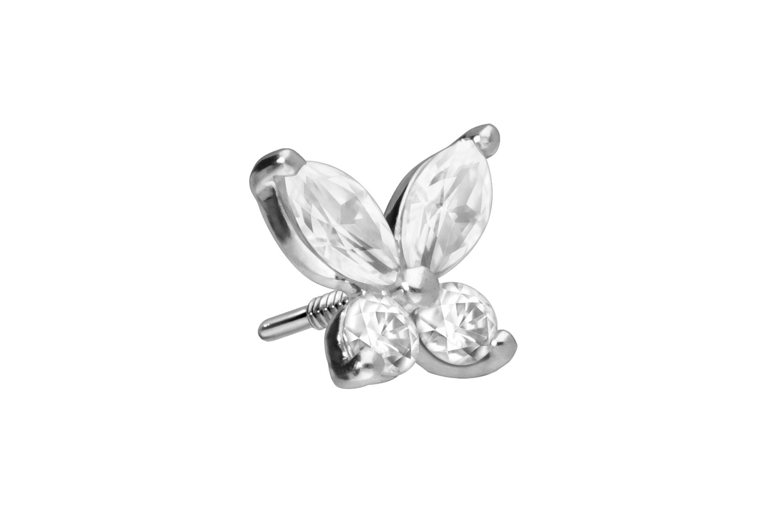 14 carat gold screw-in attachment with external thread MOISSANITE BUTTERFLY