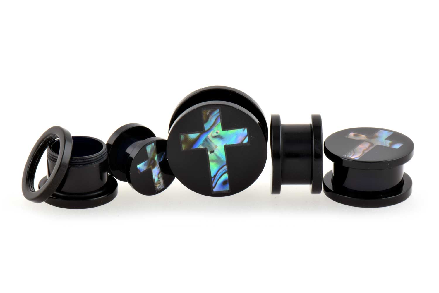 Acrylic plug with abalone shell CROSS ++SALE++